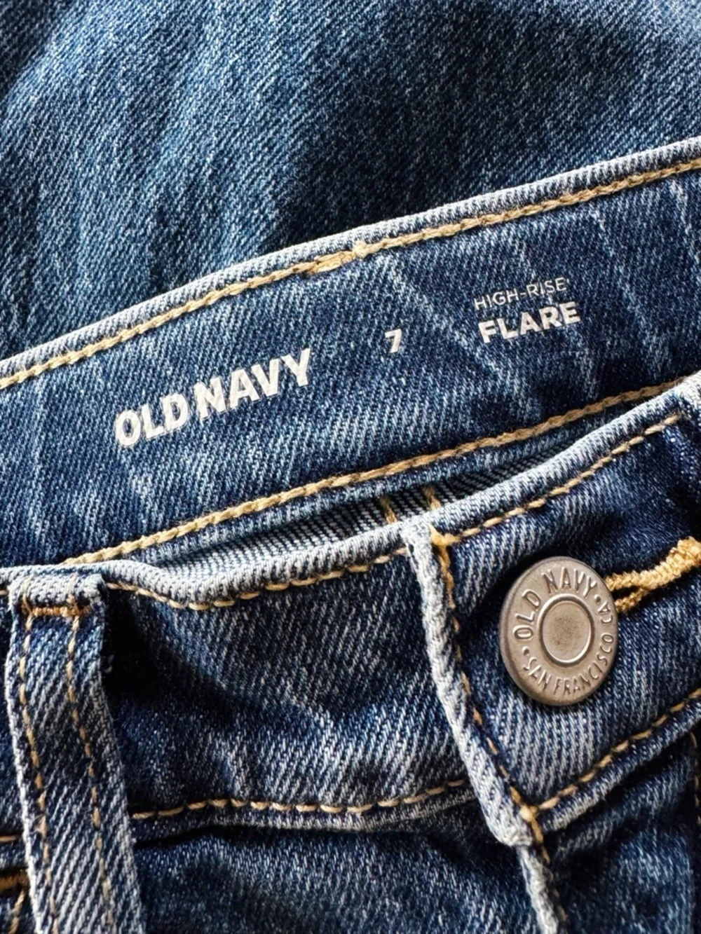 Sz 7 Girl’s Old Navy Medium Wash High-Waisted Denim Ripped Flare Jeans NWOT